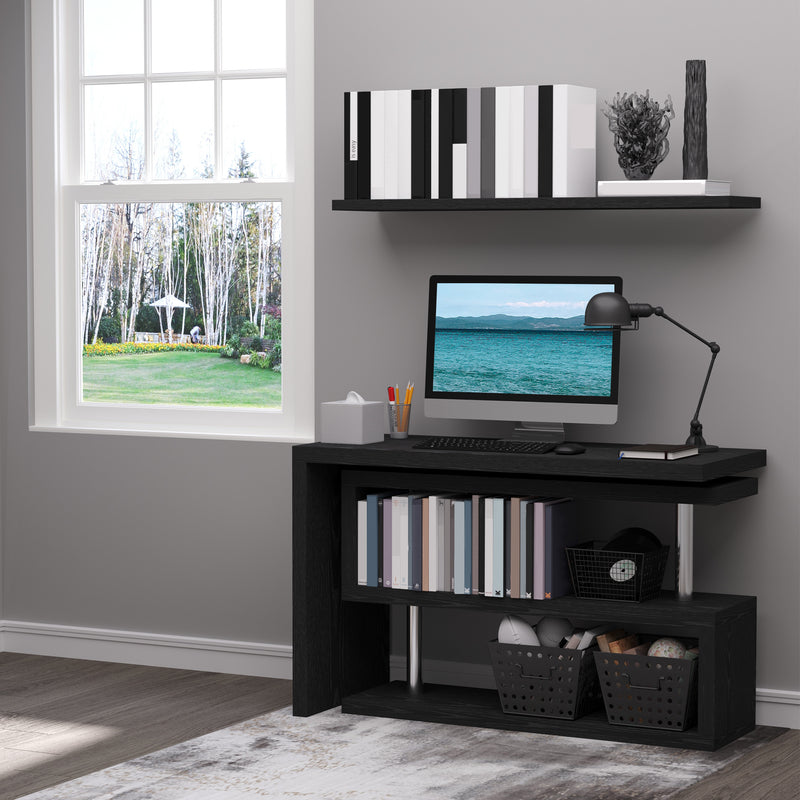 HOMCOM Modern Corner 360° Rotating L-Shaped Computer Desk Writing Table