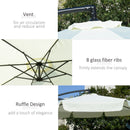 Outsunny 2.7m Garden Cantilever Banana Parasol Sun Shade w/ Crank, Cream White