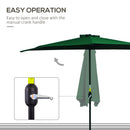 Outsunny 3(m) Half Round Parasol Garden Sun Umbrella Metal w/ Crank Green
