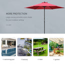 Outsunny 2.8m Patio Umbrella Parasol Outdoor Table Umbrella 6 Ribs Wine Red