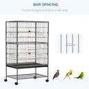 PawHut Large Bird Cage Budgie Cage for Finch Canaries Parrot with Stand Grey