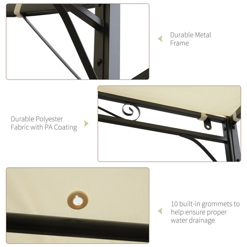 Outsunny Patio Metal Gazebo Door Window Awning Wall Mount Outdoor Shelter