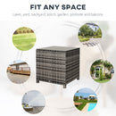 Outsunny Side Table Furniture Tempered Glass Garden Patio Wicker Mixed Grey