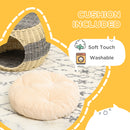 PawHut Wicker Cat House, Rattan Raised Cat Bed w/ Soft Cushion, ?40 x 30cm