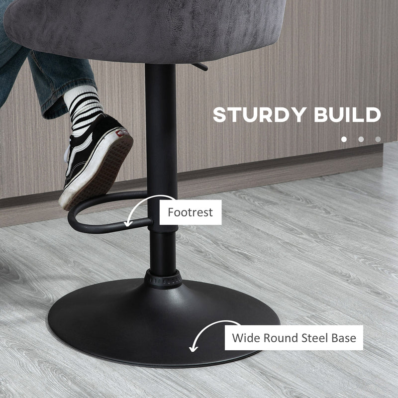 HOMCOM Modern Swivel Bar Stools Set of 2 with Adjustable Height, Dark Brown