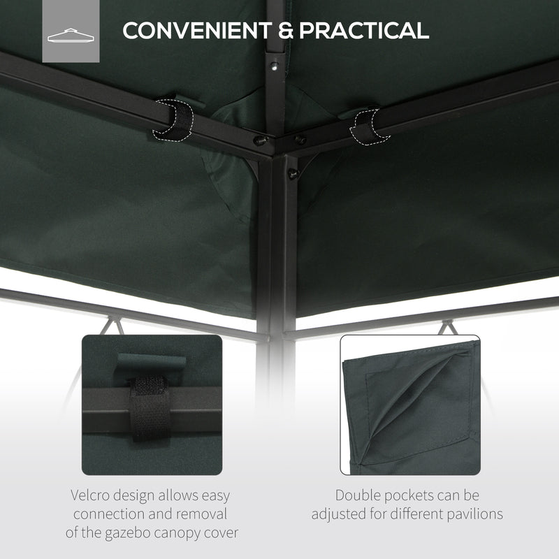 Outsunny 3x4m Gazebo Replacement Roof Canopy 2 Tier Top UV Cover Charcoal Grey