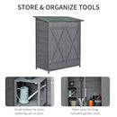 Outsunny Garden Storage Shed Tool Organizer w/ Table, 139x75x160cm, Grey