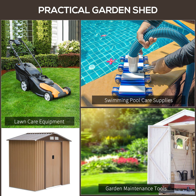 Outsunny Garden Shed Storage Unit w/Locking Door Floor Foundation Vent Yellow