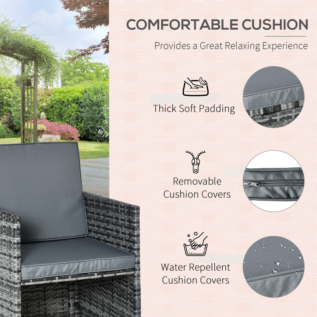 Outsunny Rattan Dining Set Garden Furniture Cube Table Chair Stool Cus