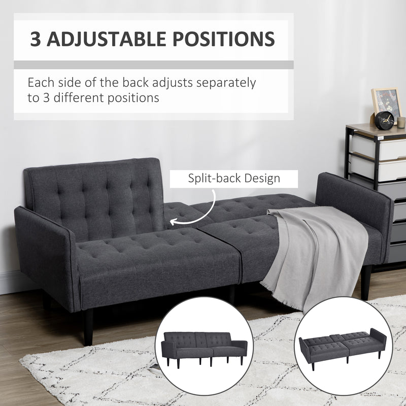 HOMCOM Upholstered Sofa bed 3 Seater Home Theater with Storage Grey