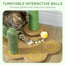 PawHut 60cm Chenille Cat Activity Centre w/ Interactive Toy Balls - Green