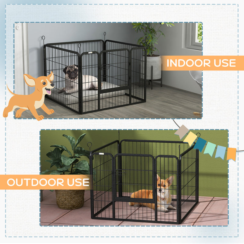 Pawhut Metal Pet Playpen Dog Kennel w/Door Latches In/Outdoor Use 82Lx82Wx60Hcm