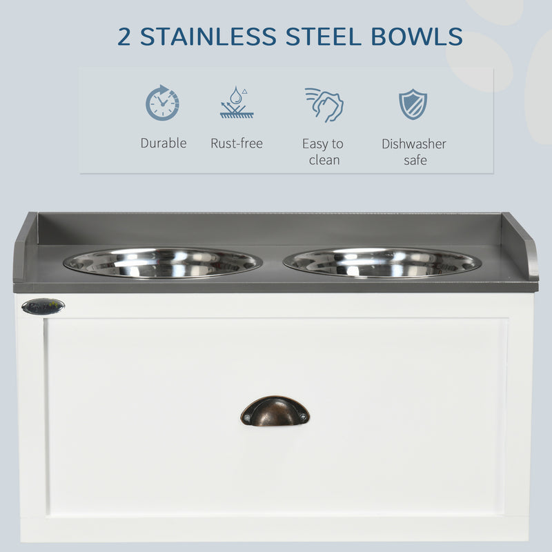 PawHut Stainless Steel Raised Dog Bowl w/ 21L Storage Drawer, for Large Dogs