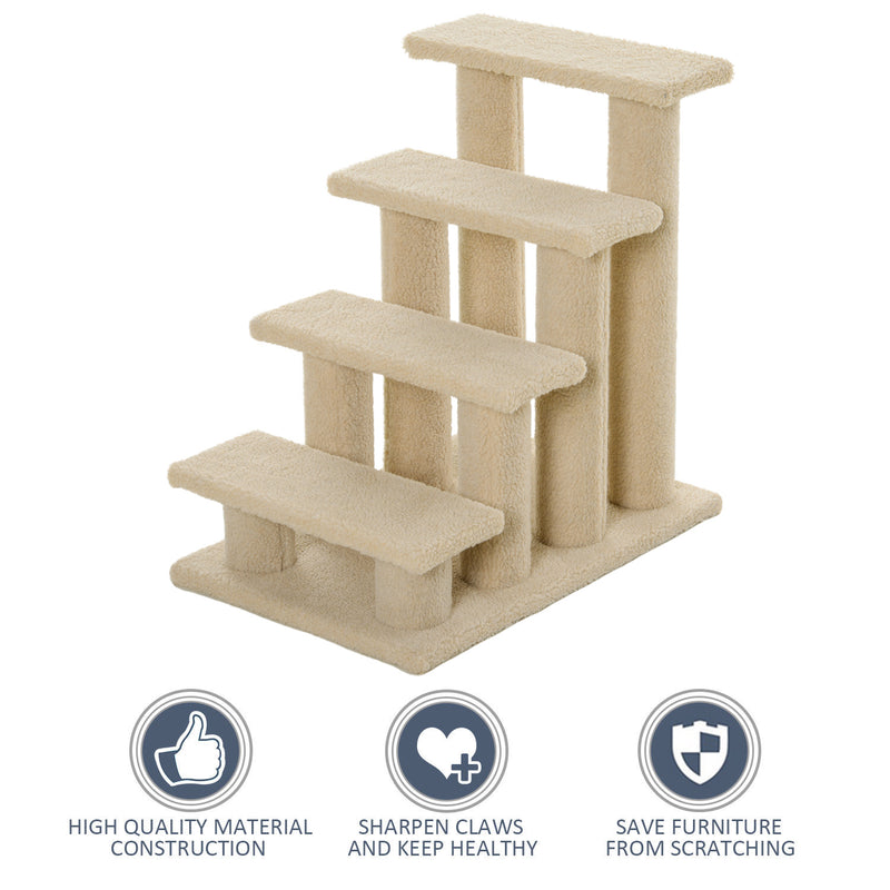 PawHut Dog Steps for Bed 4 Step Pet Stairs for Sofa Dog Cat Climb Ladder Brown