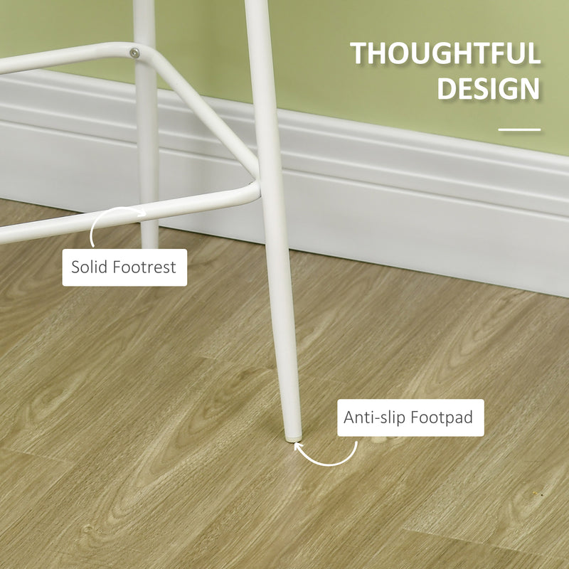 HOMCOM Bar Table and Stools W/ Steel Frame and Footrest for Bar Kitchen, White