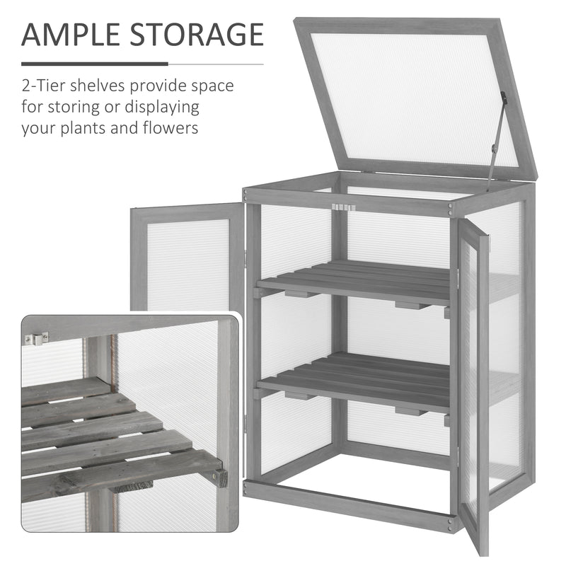 Outsunny 3-tier Wood Greenhouse Plant Storage Shelf Garden Cold Frame Grow House