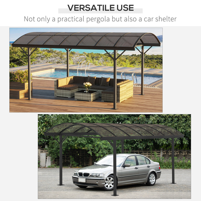 Outsunny 5 x 3(m) Garden Aluminium Pergola Gazebo Carport w/ Polycarbonate Roof