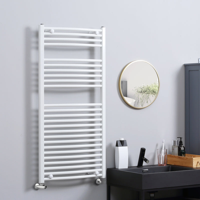 HOMCOM Heated Towel Rail, Hydronic Bathroom Ladder Radiator 600mm x 1200mm White