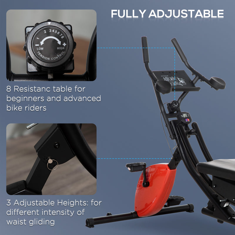HOMCOM Abs Trainer and Exercise Bike w/ Adjustable Heights and Resistance