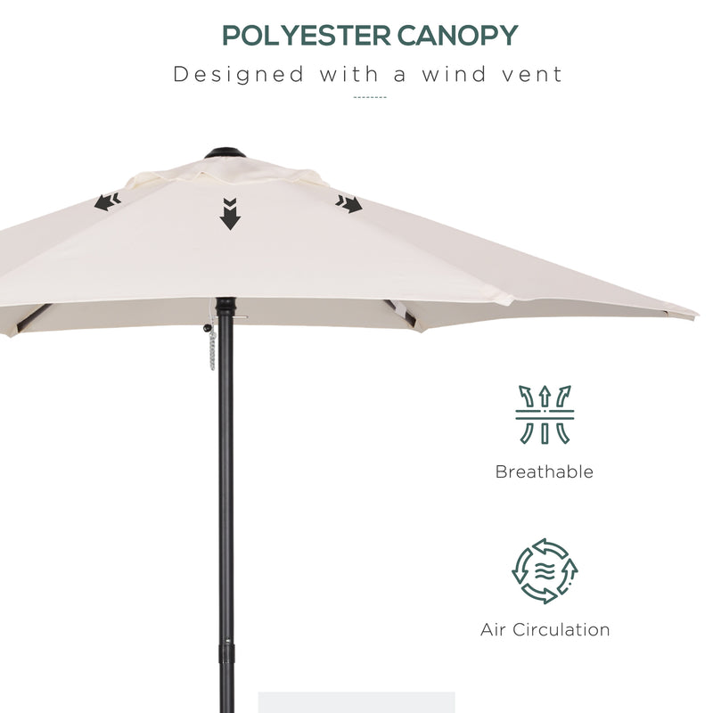 Outsunny 2m Parasol Patio Umbrella, Outdoor Sun Shade with 6 Ribs Cream White