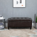 HOMCOM 40x90cm PU Leather Storage Ottoman Bench Wood Frame w/ Tufting Feet Brown