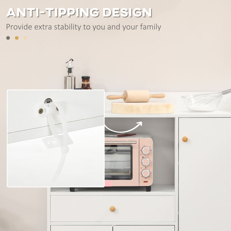 HOMCOM Microwave Cabinet Kitchen Storage Cabinet with Adjustable Shelves White