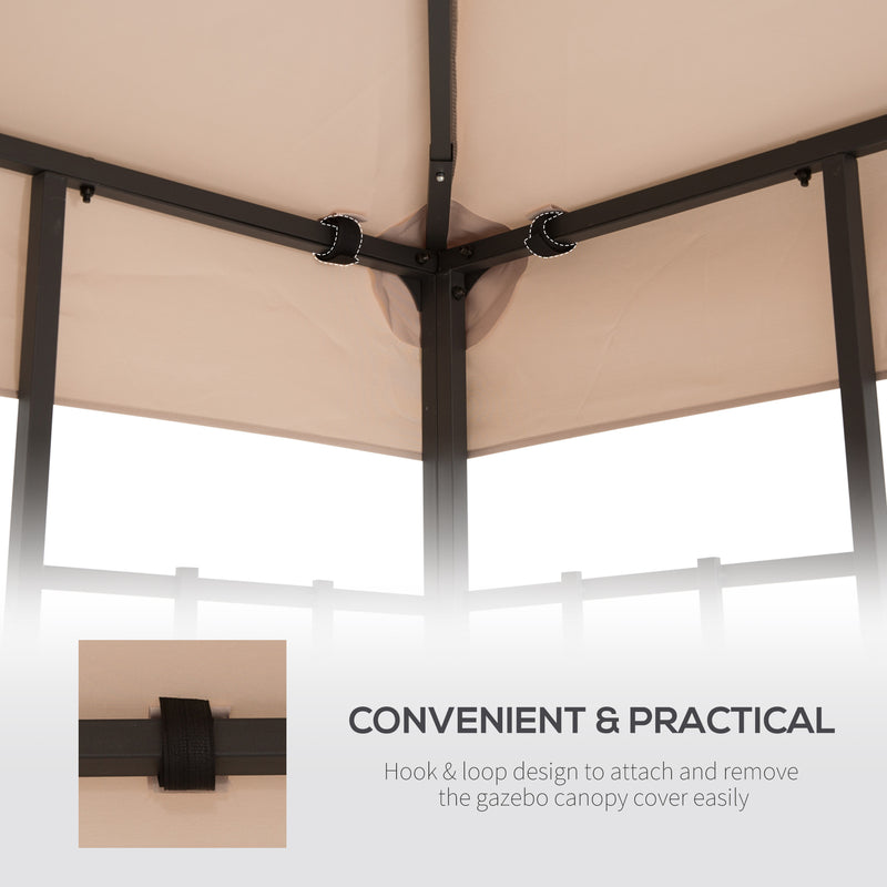 Outsunny 3(m) 2 Tier Garden Gazebo Top Cover Replacement Canopy Roof Deep Beige