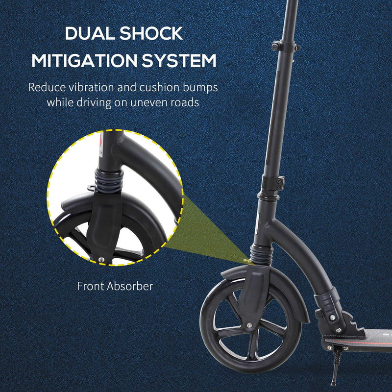 HOMCOM Teens Adult Kick Scooter Foldable Adjust Aluminum For Age 14+ Black