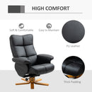 HOMCOM Recliner Chair and Footstool PU Leather Wooden Base Black
