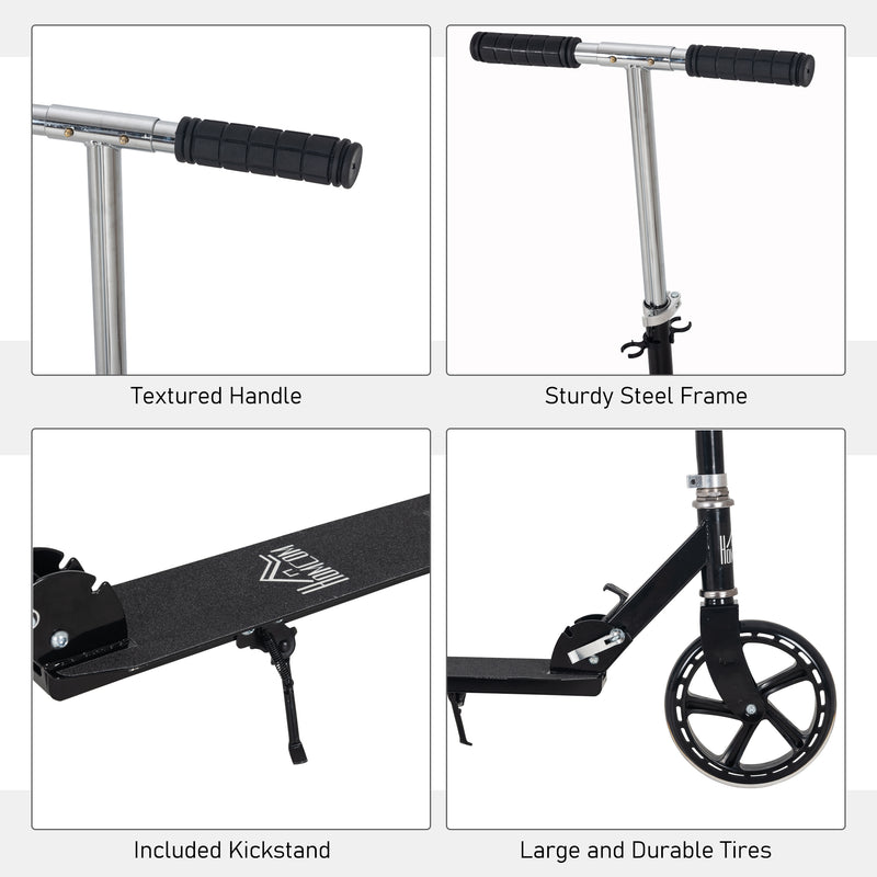 HOMCOM Kids Scooter Ride On Toy Height Adjustable For 7-14 Years, Black