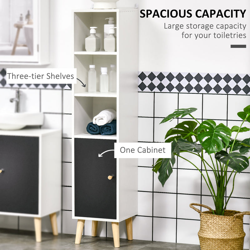 kleankin Bathroom Storage Cabinet W/ Adjustable Shelves and Cabinet, White