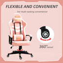 Vinsetto Racing Gaming Chair w/ Lumbar Support, Gamer Office Chair, Pink White