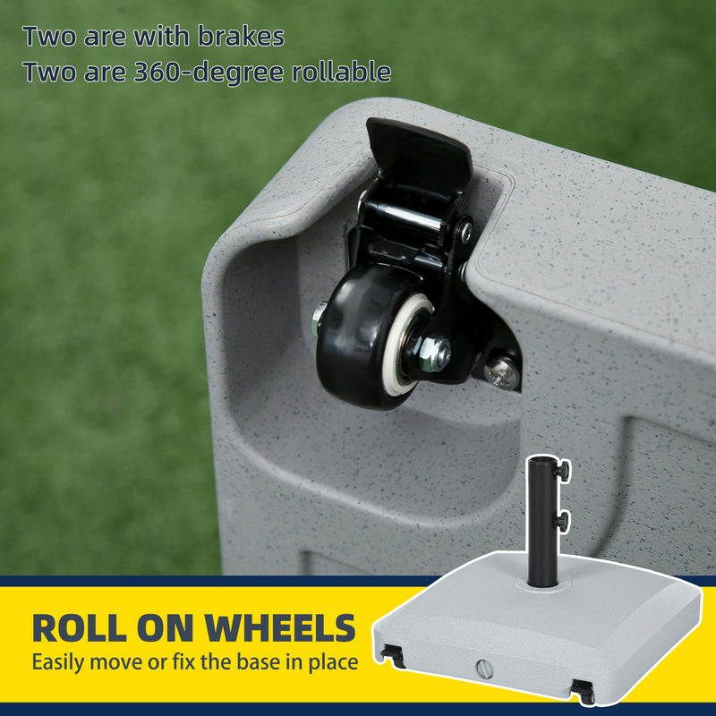 Outsunny Water or Sand Filled Outdoor Market Umbrella Base Stand with Wheels