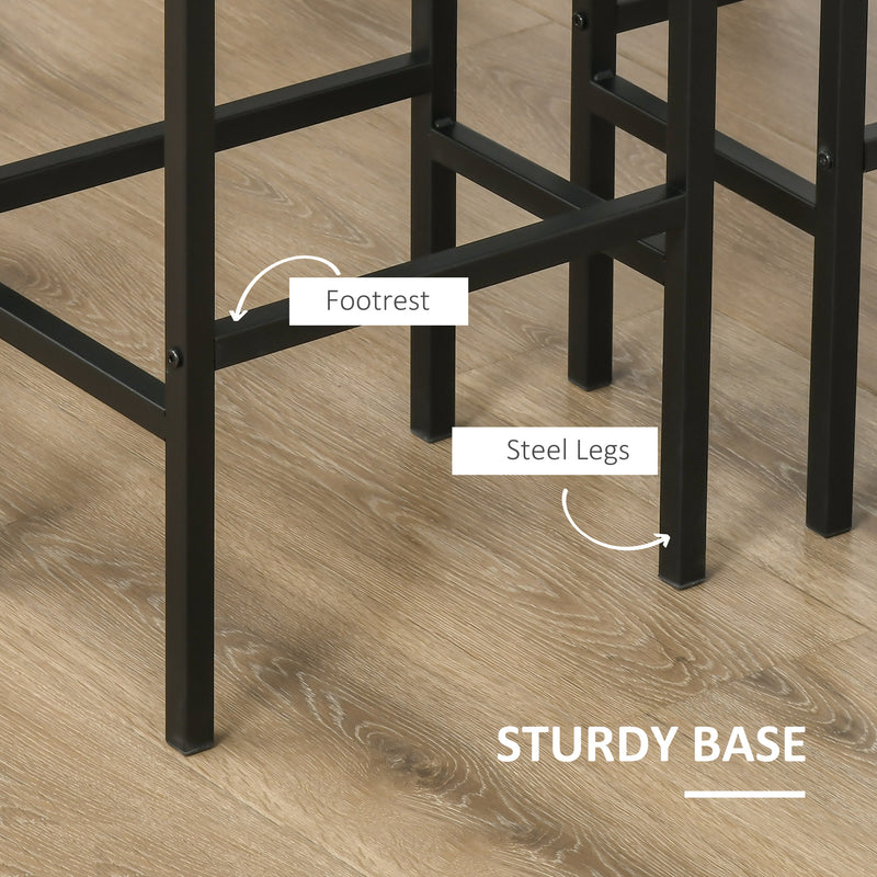 HOMCOM Industrial Bar Stools Set of 2, Kitchen Bar Chairs Home Pub Rustic Brown