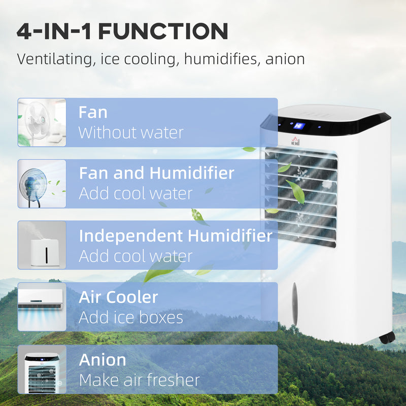 HOMCOM Portable Air Cooler, Evaporative Anion Ice Cooling Fan Humidifier Unit