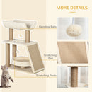 PawHut Cat Tree Kitten Tower w/ Scratching Post, Pad, Bed, Perch, Ball, Brown