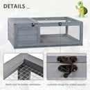 PawHut Tortoise House w/ Mesh Roof, Small Pet Reptile Wooden House - Grey