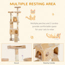 PawHut Cat Tree Scratcher Activity Centre, Condo Scratching Post Toy Bed