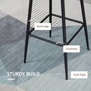 HOMCOM Bar Stools Set of 2 Retro Bar Chairs W/ Backs Footrests Steel Legs Brown