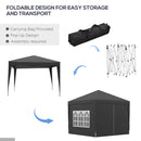 Outsunny 3mx3m Pop Up Gazebo Party Tent Canopy Marquee with Storage Bag Black