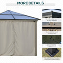 Outsunny 3x3(m) Aluminium Hardtop Gazebo Canopy w/ Polycarbonate Top, Curtains