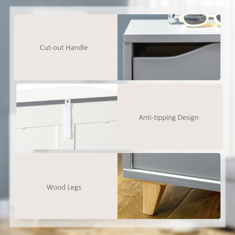 HOMCOM Chest of Drawers, 3 Drawer Unit Storage Organiser for Bedroom, Grey