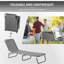 Outsunny Folding Lounge Chair Outdoor Chaise Lounge for Bench Patio Grey