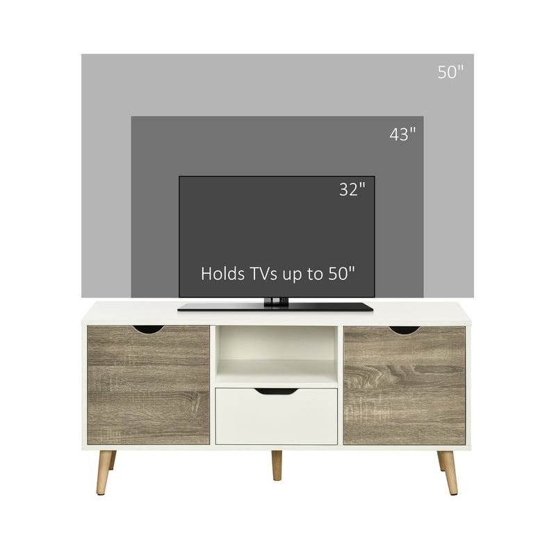 HOMCOM TV Cabinet Entertainment Centre w/ Storage Cabinet and Drawer, Grey