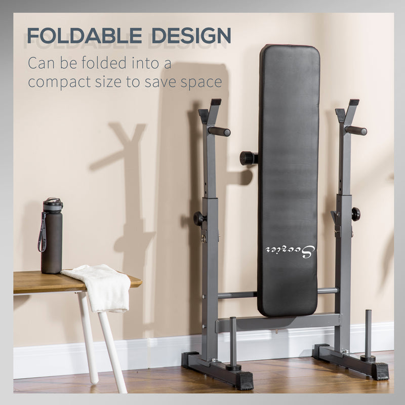 HOMCOM Adjustable Weight Bench Foldable with Barbell Rack and Dip Station