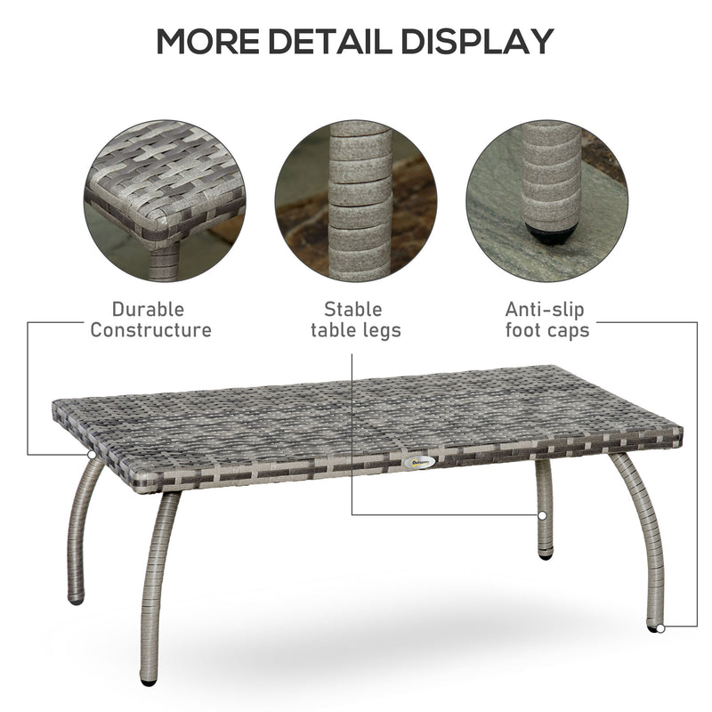 Outsunny 90 cm Patio Rattan Coffee Table Outdoor Wicker Side Table Furniture
