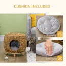 PawHut Rattan Cat House Stool for Rest w/ Soft Cushion 44 x 43 x 41cm