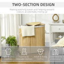HOMCOM 100L Bamboo Laundry Basket w/ 2 Compartments Washing Baskets Natural