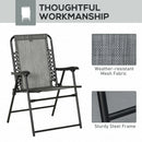 Outsunny 2Pcs Outdoor Patio Folding Chairs, Portable Garden Loungers Grey