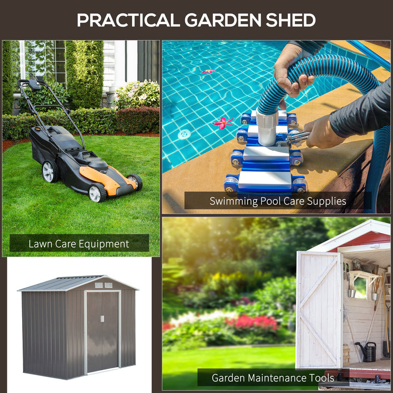 Outsunny Garden Shed Storage Unit w/Locking Door Floor Foundation Vent Grey